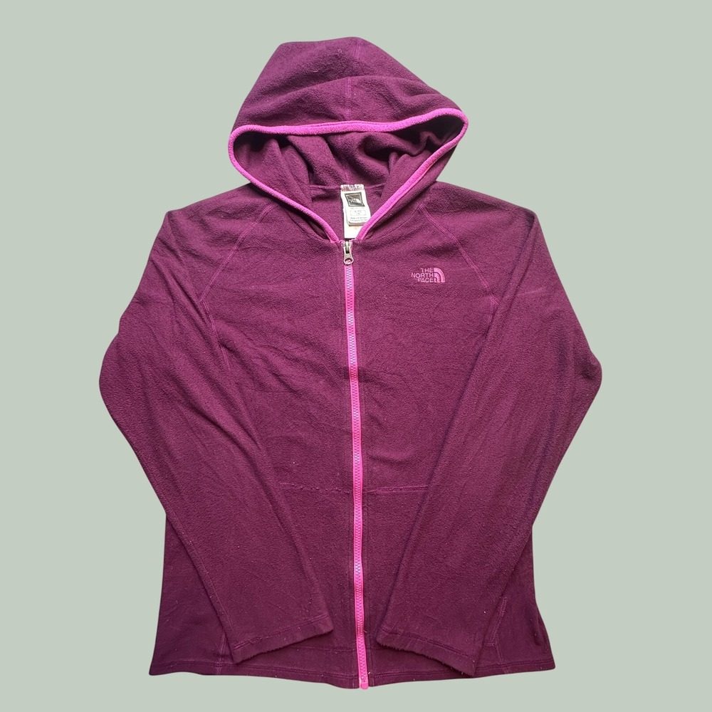The North Face Hoodie Girls XL 18 Full Zip Purple Fleece Jacket Hooded Outdoor